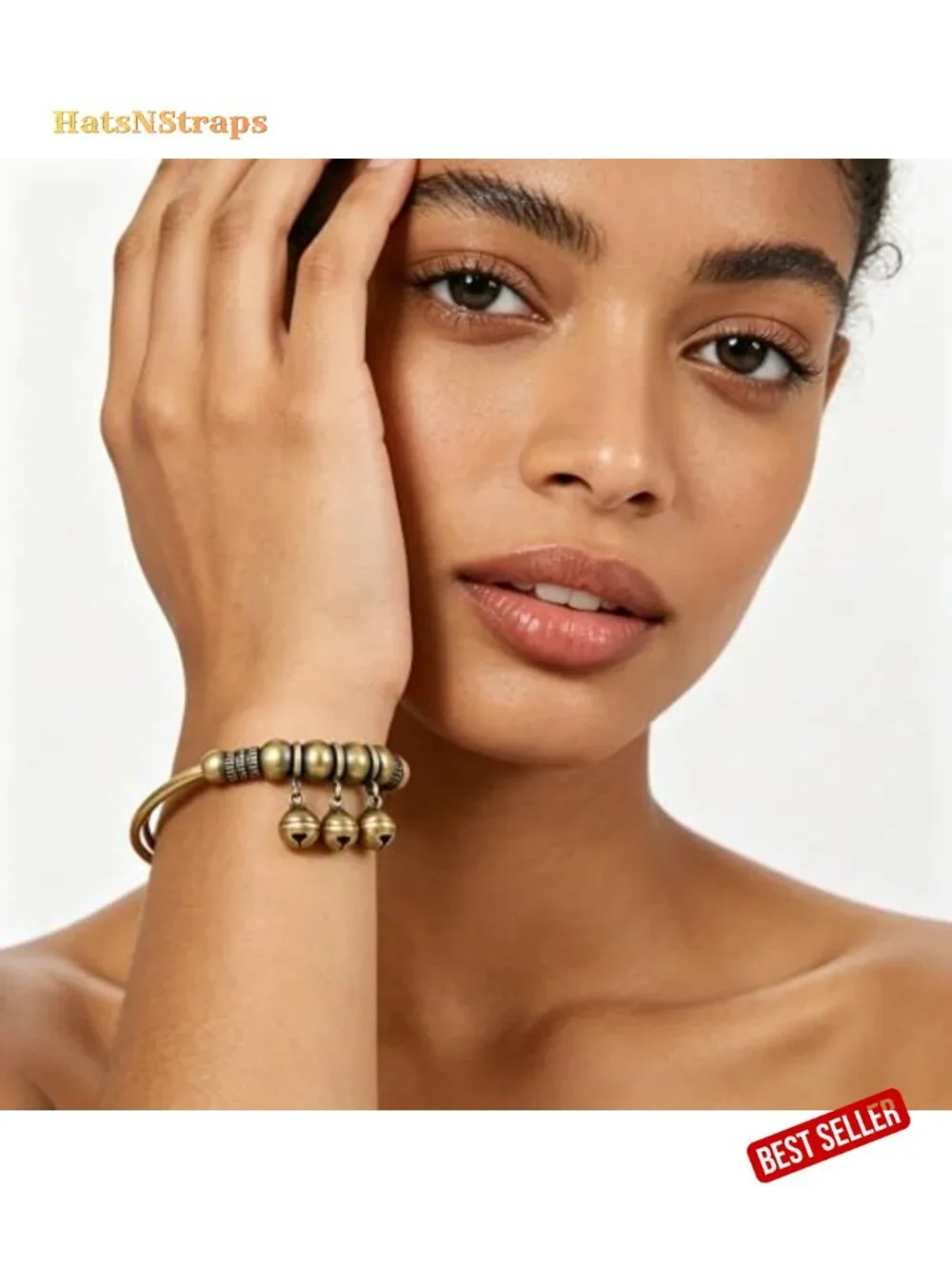 Vintage Bell Bracelet Women Bronze Adjustable Bangle Boho Ethnic Charm